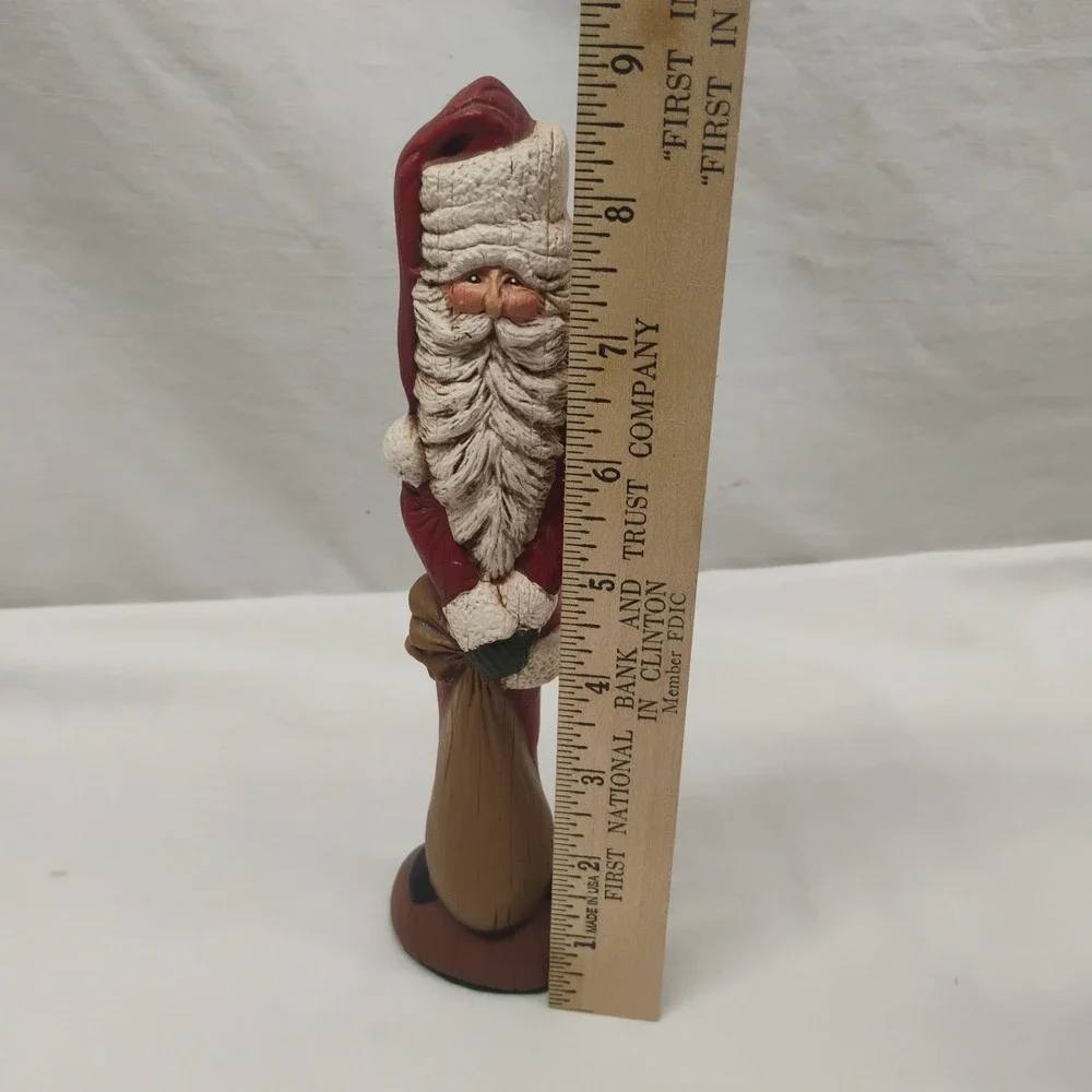 Santa Ceramic Folk Art 8.5in Tall Skinny Figurine Christmas Vintage Old World